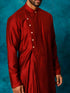 Men's Maroon Pleated Kurta